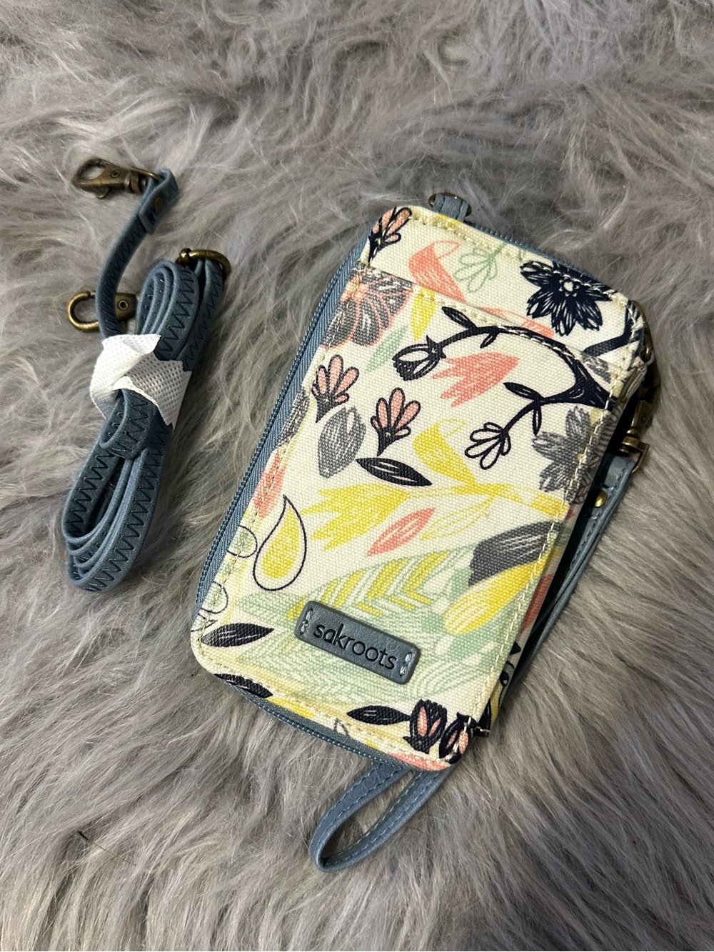 Sakroots Pastel Floral Crossbody in Blue and Cream